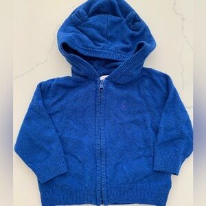 Baby GAP 6-12 mo. CashSoft Brannan Bear Sweater blue hooded cardigan 
EUC.